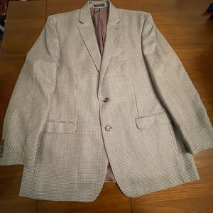 Lauren Ralph Lauren Men Two Button Blazer Gray Brown Houndstooth Notch Lapel 46L